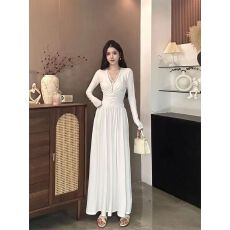 批发已出货 紫色蕾丝拼接<b class='q'>长袖</b><b class='q'>连衣裙</b>女秋季气质高腰裙子纯欲显瘦长裙