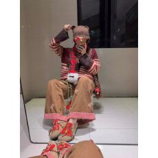 批发已出货 撞色<b class='q'>条纹</b>v领毛衣外套女装新款慵懒风宽松减龄针织<b class='q'>开衫</b>