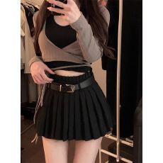 批发已出货 半身<b class='q'>短裙</b>子百褶裙女夏学生班服两件套装校服