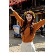 批发已出货 <b class='q'>高领</b>新款韩系<b class='q'>毛衣</b>外套女穿搭慵懒宽松针织开衫上衣