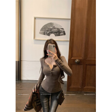 批发已出货 蕾丝花边拼接磨毛T恤女冬季长袖<b class='q'>打底衫</b>紧身上衣