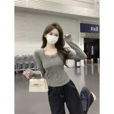 批发已出货 单穿秋冬韩版纯欲蕾丝边假两件修身<b class='q'>打底衫</b>长袖T恤女上衣