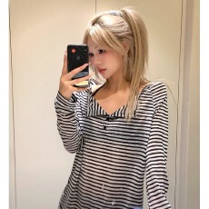 批发已出货 条纹撞色防晒长袖气质上衣女显瘦薄款<b class='q'>打底衫</b>