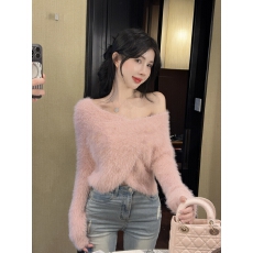 批发已出货 针织毛衣春季新款不规则交叉立体花上衣女