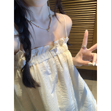 批发复古吊带背心夏季设计感小众<b class='q'>宽松</b>短款裙子娃娃衫上衣