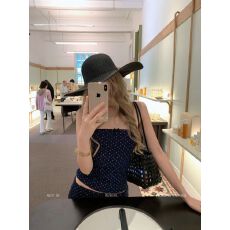 批发夏季穿搭藏青色<b class='q'>碎花</b>短款抹胸背心女套装垂感半身裙包臀裙两件套