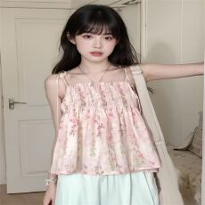 批发法式简约温柔风碎花吊带背心<b class='q'>宽松</b>娃娃衫夏季新款显瘦上衣女