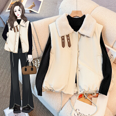 批发实拍羽绒棉服<b class='q'>马甲女</b>款2025年冬新款韩版宽松棉坎肩立领纯色棉服