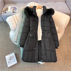 批发实拍冬季新款2025百搭显瘦棉<b class='q'>中长款</b>保暖大码女装加厚连帽羽绒棉服