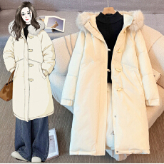 批发实拍2025冬新长款羽绒棉服大码女装毛领加厚显瘦<b class='q'>韩国</b>东大门外套