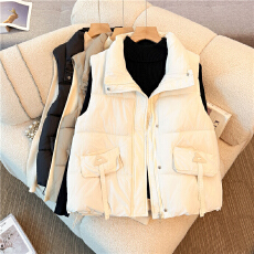 实拍胖mm棉服马甲女秋冬款大码韩版时尚百搭洋气棉坎肩背心外套