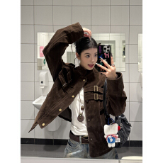 批发KOIISLE 美式cleanfit拼接设计仿麂皮高级感<b class='q'>夹克</b><b class='q'>男</b>女短宽早秋外套