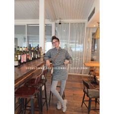 批发智英欧尼韩国<b class='q'>东大门</b><b class='q'>代购</b>慵懒风羊毛条纹套装宽松毛衣半身裙两件套