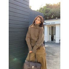 批发珍珍很懒高领加厚短款毛衣女冬叠穿真两件围脖可拆卸设计感<b class='q'>针织</b>衫