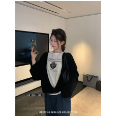 批发opening自制 松弛buff 深V领<b class='q'>针织</b>纯色宽松长袖开衫女薄款<b class='q'>外套</b>上衣