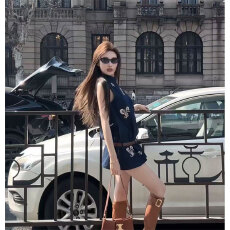 批发【mimius】U 重工刺绣无袖牛仔上衣/含腰带+短裤 汉服