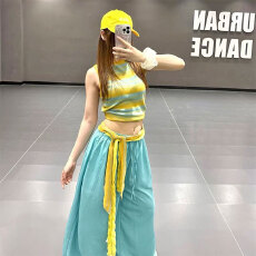 批发超火多巴胺辣妹休闲运动套装女夏季减龄洋气条纹<b class='q'>背心</b>阔腿裤两件套