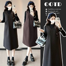 批发实拍～2025冬季新品轻盈保暖显瘦百搭呢子背心裙<b class='q'>套装</b>