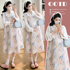 批发实拍现~2026春季新品甜美减龄晕染碎花大码宽松孕妇<b class='q'>连衣裙</b>