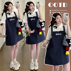 批发实拍现~2026新款可爱猫咪减龄宽松夏季假两件孕妇连衣<b class='q'>裙</b>