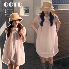 批发现2026夏季新款甜美梦幻天丝娃娃领蕾丝花边孕妇连衣裙