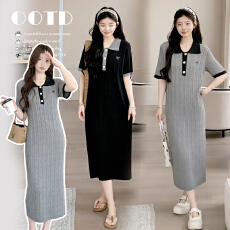 批发2026孕妇装夏季新品时尚POLO领休闲针织麻花中长款孕妇<b class='q'>连衣裙</b>