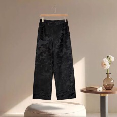 批发秋冬新中式重缎提花垂感<b class='q'>中老年</b>女士直筒裤2025新款长裤