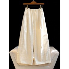 批发杏色提花宽松九分裤休闲裤女春<b class='q'>夏</b>2026新款复古提花高腰显瘦阔腿裤