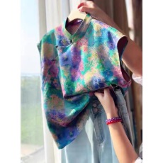 批发2026开春独特超好看上衣时尚新中式国风气质高级感紫色无袖背心女