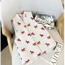 批发小马刺绣天丝麻混纺无袖马甲女2026新春复古气质立领坎肩外套上衣