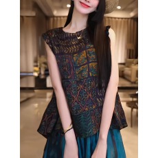 批发2026夏季新中式国风唐装汉服飞肩袖衬衫女洋气马甲老钱风背心上衣