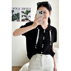 批发POLO领针织衫2026夏季新款女装撞色丝巾独特漂亮miu系上衣冰丝女