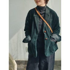 批发墨绿色灯芯绒<b class='q'>西装</b> 原创纯色复古灯芯绒外套