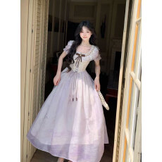 批发实拍中~大码橘子海 甜美原创收腰短袖连衣裙<b class='q'>夏</b>新款