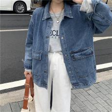 批发洋气polo领长袖牛仔外套女春秋2025年新款韩版宽松百搭外搭上衣潮