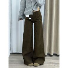 批发咖色低腰微喇牛仔<b class='q'>裤</b>女秋冬季新款美德拉不贴腿宽松<b class='q'>显瘦</b>马蹄拖地<b class='q'>裤</b>