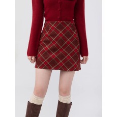 批发外贸美式复古格子半身裙女2026秋冬校园风高腰短裙