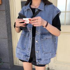 批发韩版短款牛仔马夹女网红春季马甲女无袖坎肩宽松潮流背心