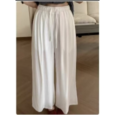 批发白色黑色天丝亚麻<b class='q'>裤</b><b class='q'>女</b>2026新款夏季气球<b class='q'>棉麻</b>阔腿<b class='q'>裤</b><b class='q'>休闲裤</b>