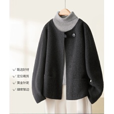 批发毛呢大衣女2026年秋冬季廓形圆领短<b class='q'>外套</b>