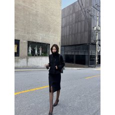 批发5werkwen 经济上行|复古毛呢套组 多穿法双排扣毛呢外套半裙短裙