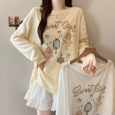 批发实拍2026韩系卡通薄款罩衫女<b class='q'>春</b>夏新款宽松休闲圆领长袖防晒衫上衣