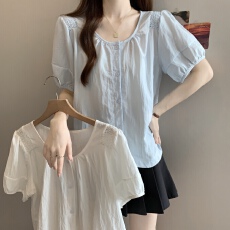 批发大码女装韩系小众百搭短袖小衫女2026年夏装胖mm减龄甜美显瘦<b class='q'>衬衫</b>