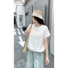 批发法式蕾丝镂空<b class='q'>蝙蝠</b>袖女装衬衫减龄短袖T恤女圆领宽松抽绳短款上衣