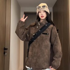 批发2025年新款男女复古短款外套高级感工装皮衣立领棒球服<b class='q'>潮牌</b>