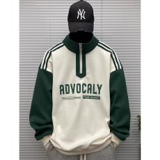 批发半拉链卫衣春秋美式拼色立领上衣青少年<b class='q'>男</b>女生宽松<b class='q'>外套</b>潮