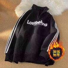 批发美式复古杠重磅套头卫衣男女款秋季休闲运动cleanfit立领长袖<b class='q'>T</b><b class='q'>恤</b>