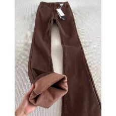 批发美拉德咖啡色加绒加厚微喇<b class='q'>牛仔裤</b>女秋冬高腰<b class='q'>弹力</b>显瘦喇叭马蹄裤子