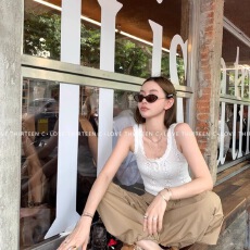 批发已出货 韩国chic钩花镂空女<b class='q'>春</b>秋系带短款开衫花边背心温柔两件套