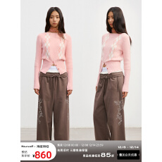 Howwell 25AW 多式漏肩剪裁菱格纹羊毛针织衫